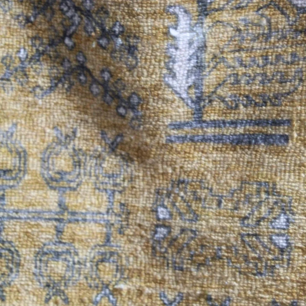 West Elm Tufted Jacquard Pillow Cover – Mustard & Gray Vintage-Inspired Pattern.